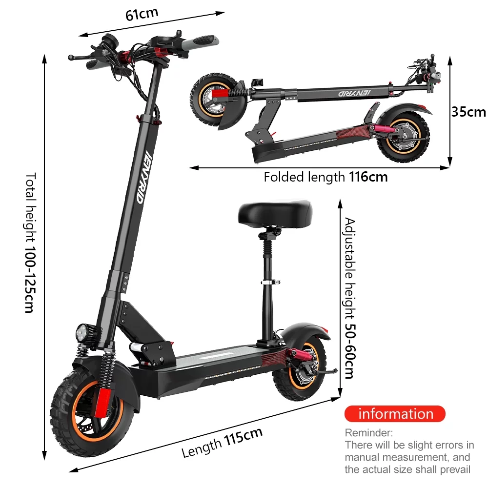 IENYRID Electric Scooter with Seat, 10" Pneumatic Tires, Max 22-31 Mile Long Range and 28Mph Power by 600W Motor, Foldable Escooter for Adult Teens