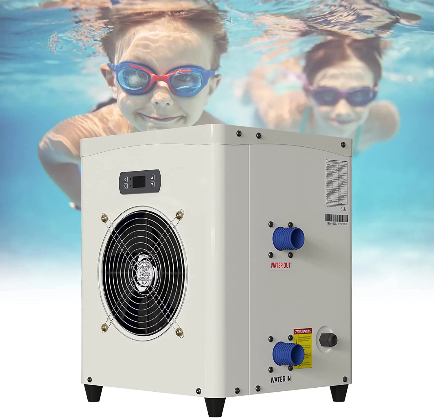 Slsy 14331 BTU Mini Swimming Pool Heat Pump for Above-Ground Pools, Electric Pool Heater with Titanium Heat Exchanger, 110V 60Hz