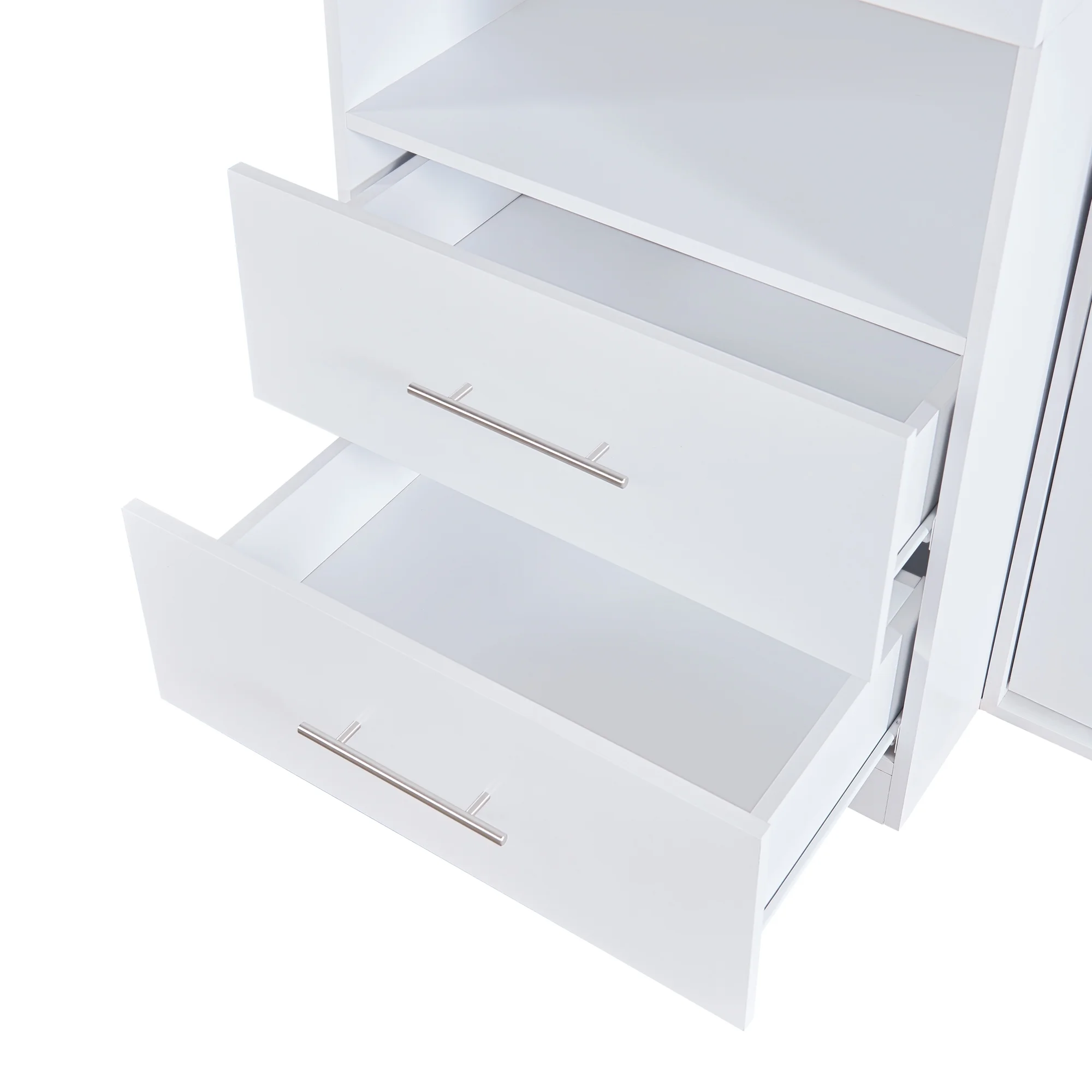 Euroco Twin Size Murphy Bed with Shelf and Drawer, Built-in Wardrobe and Desktop, Convertible into Cabinet for Living Room, Guests Room, Space-Saving Bedroom Furniture Sets