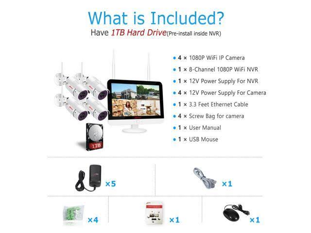 Anran Outdoor CCTV Home Wireless Camera Security System 8CH 1TB NVR 1080p Night