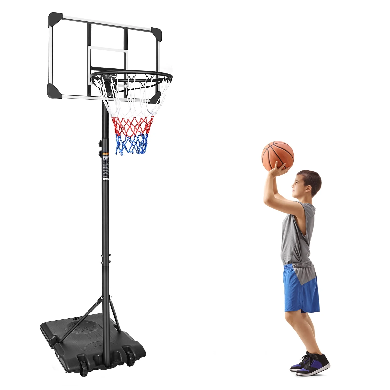 HooKung Portable Basketball Hoops Height Adjustable 5.6ft -7ft Basketball System 28'' Backboard with Wheels for Teenagers Youth Indoor Outdoor Use