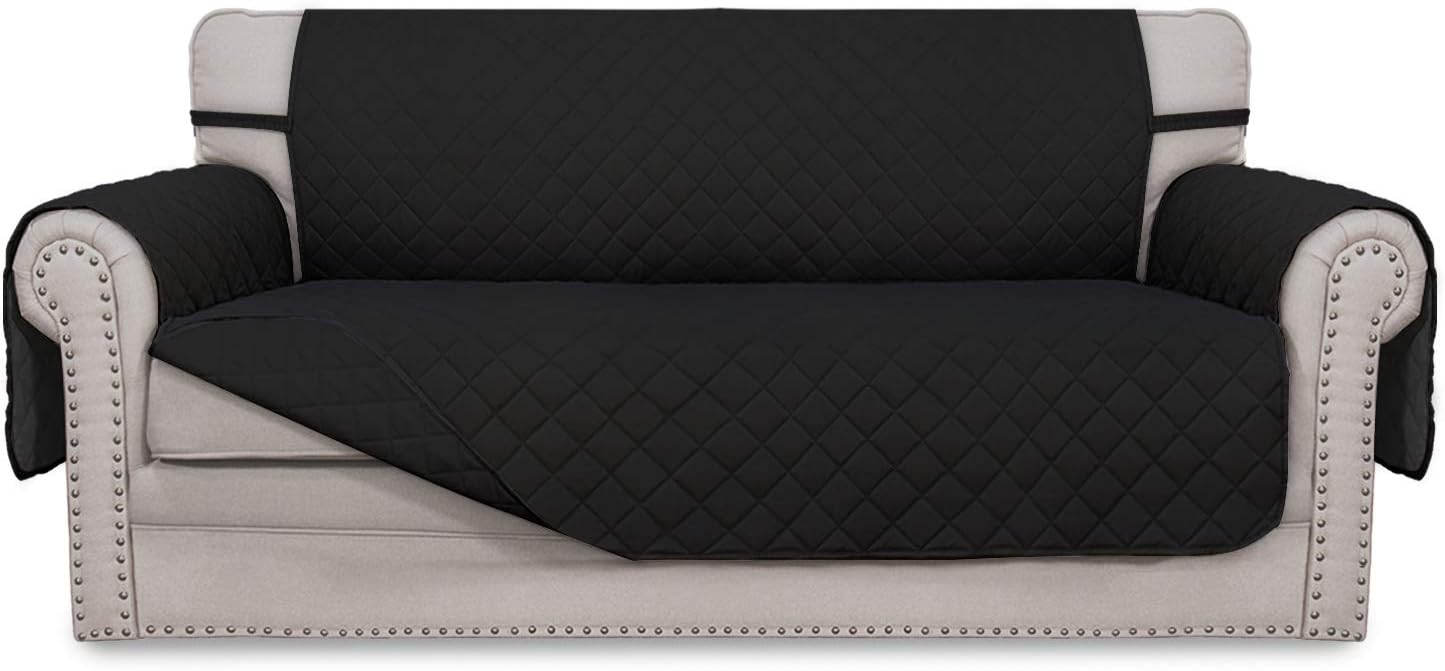 Easy-Going Sofa Slipcover Reversible Sofa Cover Water Resistant Couch Cover with Foam Sticks Elastic Straps Furniture Protector for Pets Kids Children Dog Cat (Sofa, Darkgray/Beige)