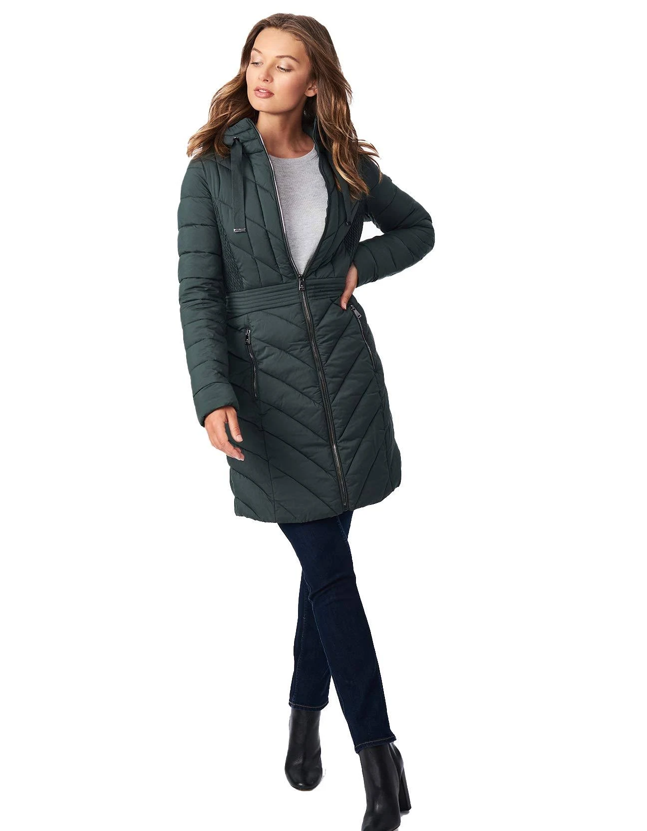 Bernardo Hooded Packable Puffer Coat - Dark Moss
