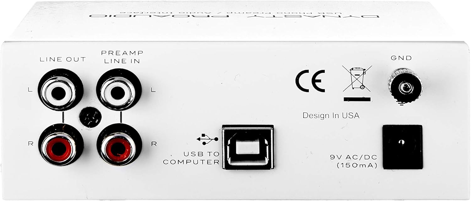 DYNASTY PROAUDIO UA2D USB Phono Preamp for Turntable, Preamp with RIAA Equalized Low Noise Moving Magnet A/D Converter (Power Adaptor & USB Cable Included)