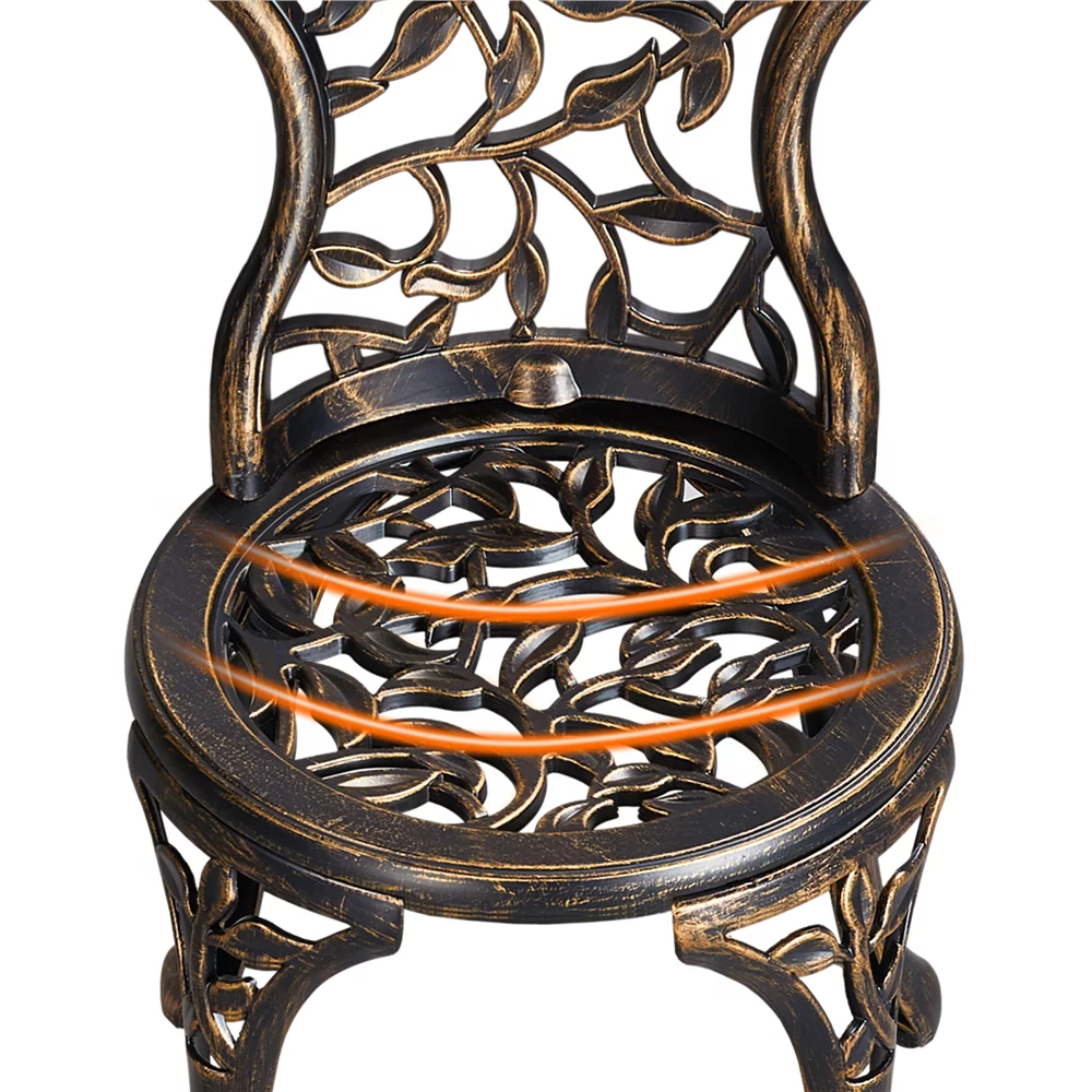 Easyfashion 3 Piece Patio Bistro Table Set, Bronze