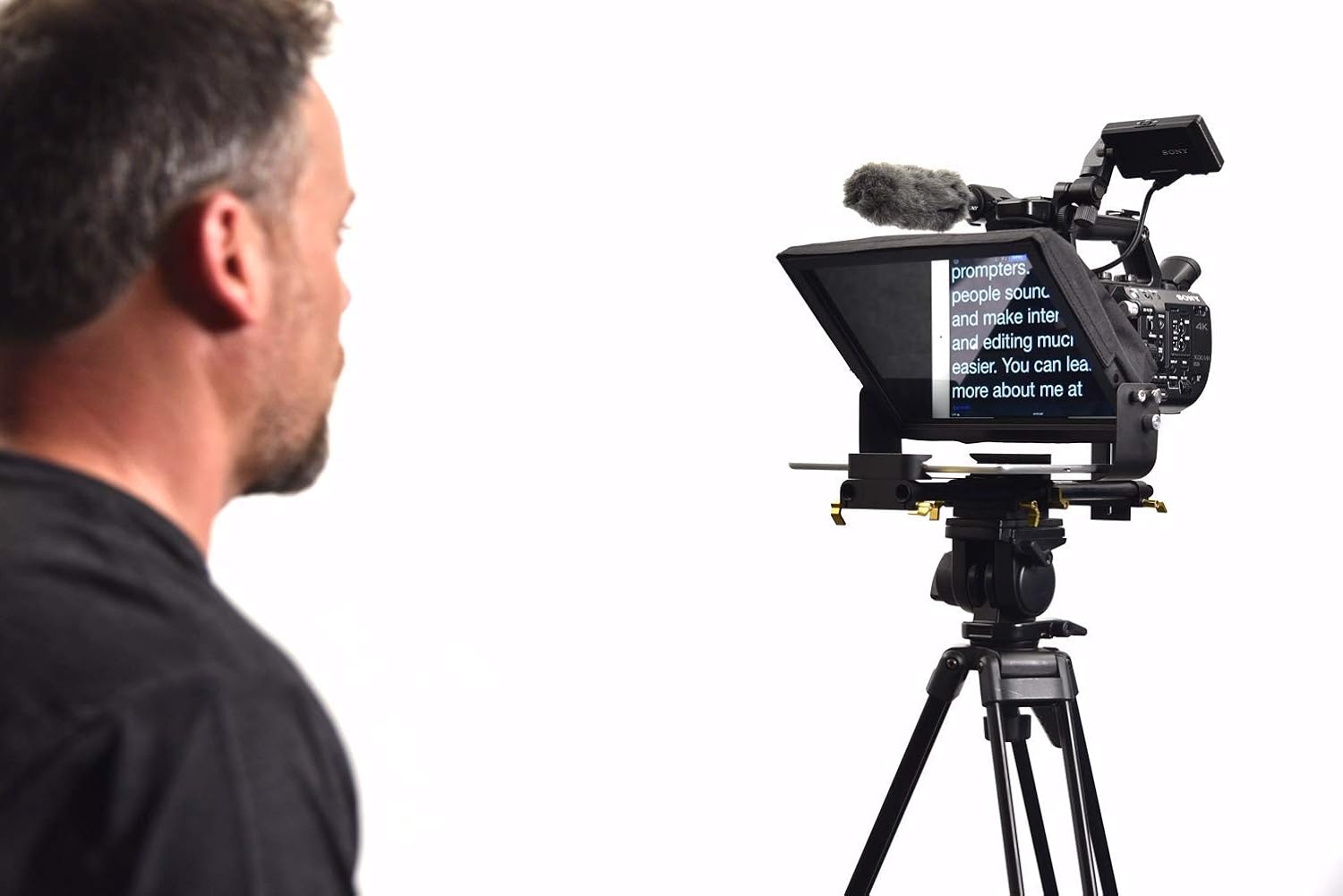 Glide Gear TMP 500 Universal Video Camera Tripod Teleprompter 15mm Rails w/ Carry Case