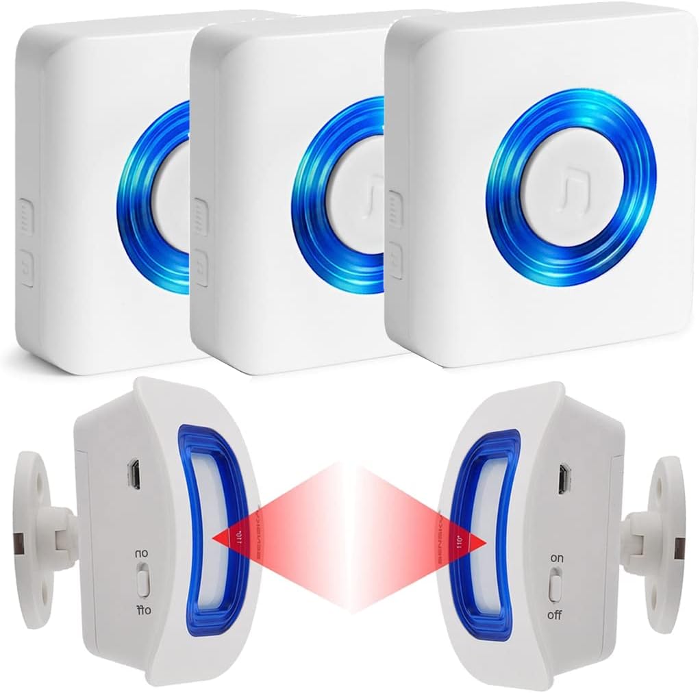 Caregiver Pager Wireless Motion Sensor Alert Room Bed Alarm and Fall Prevention for Elderly Dementia Patients (3Receivers+2Sensor)