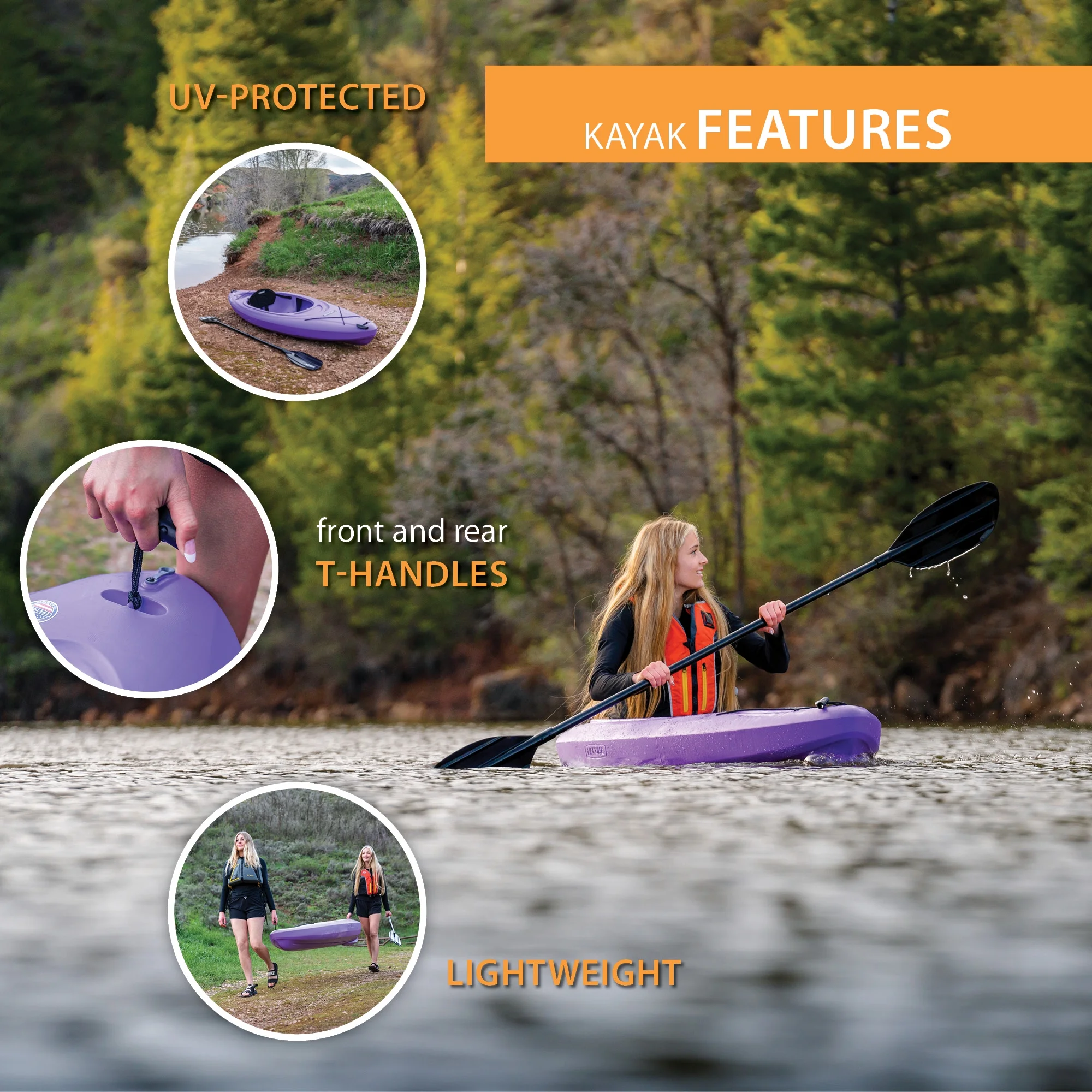 Lifetime Pacer 8 ft Sit-Inside Kayak, Lavender (91119)