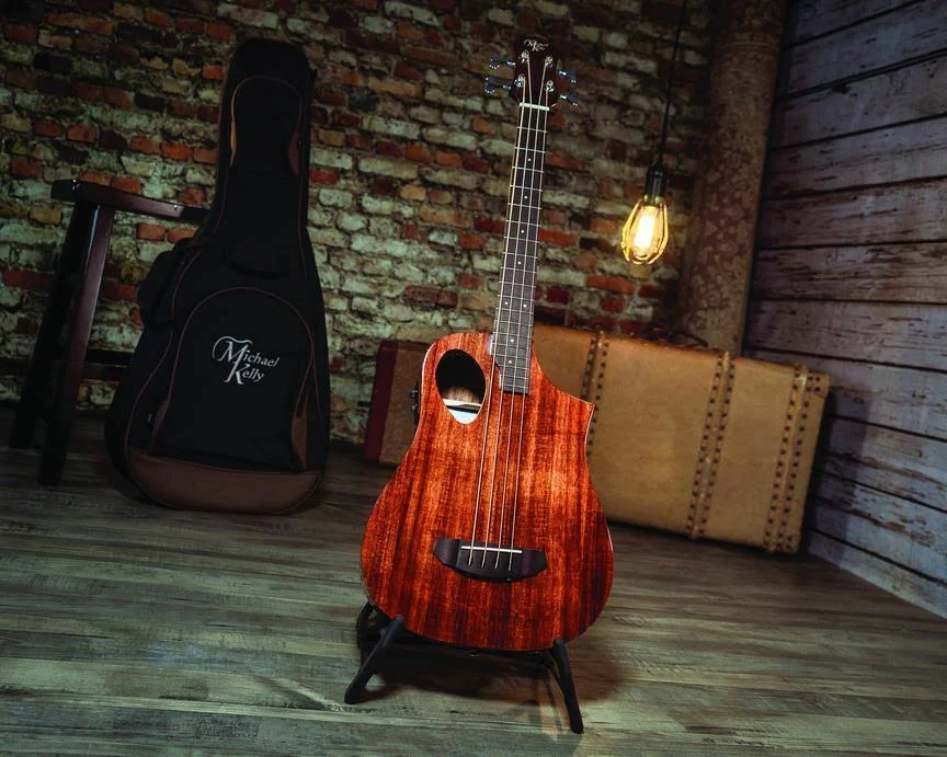 Michael Kelly Sojourn Port Acoustic Electric Travel Bass Guitar Koa