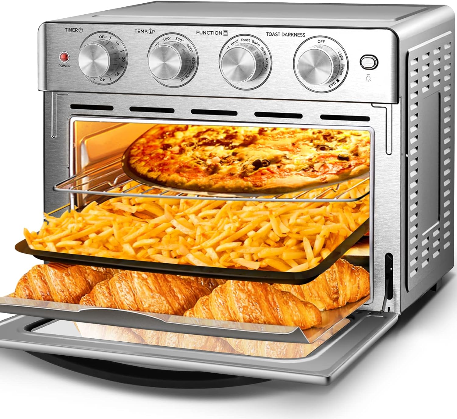 Geek Chef Air Fryer, 6 Slice 26QT Air Fryer Toaster Oven Combo, Air Fryer Oven,Roast, Bake, Broil, Reheat, Fry Oil-Free, Extra Large Convection Countertop Oven, Stainless Steel, ETL Listed