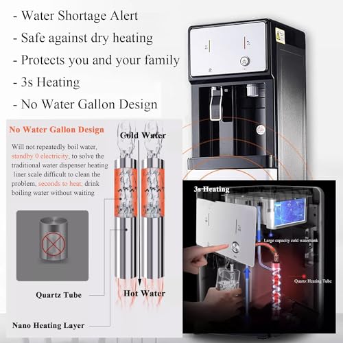Freestanding Water Dispenser, Floor-Standing Hot Cold Room Temperature Water Cooler for Home Office Family Business Hydration, Tea Coffee Drink Chillers Water Fountains, Easy to Set Up