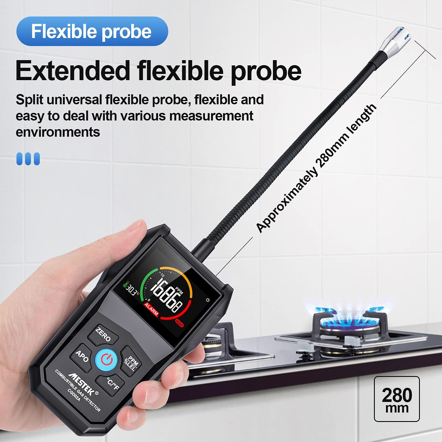 MESTEK Gas Leak Detector Propane Natural Gas Leak Tester Detector Gas Sniffer for Gas Leaks of Combustible Gas Methane LPG LNG Fuel Sewer Gas with Alarm and Color LCD Display 0-50000PPM Pack of 2