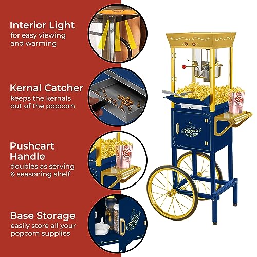 Nostalgia Popcorn Maker Machine - Professional Cart Kettle.