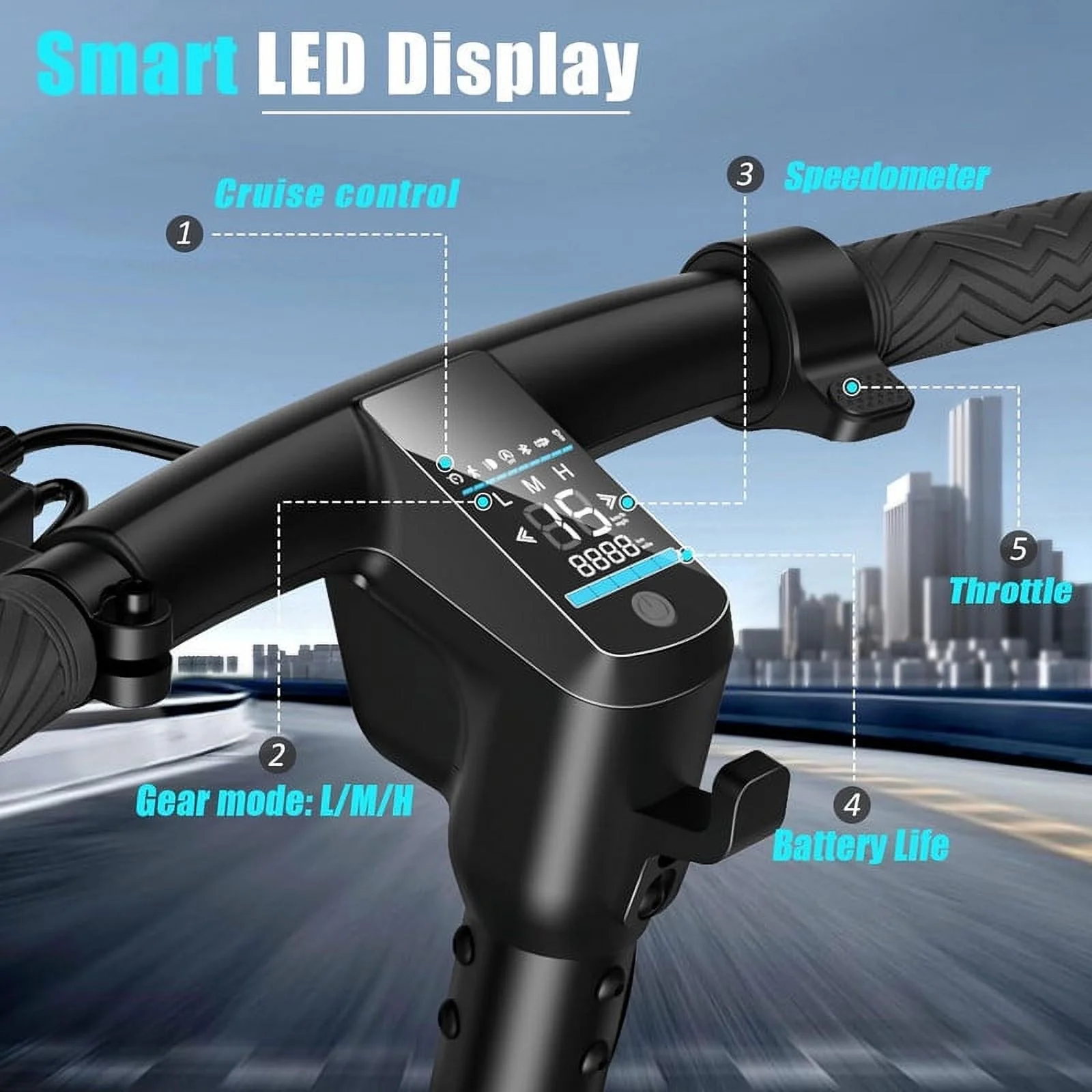 SISIGAD Electric Scooter for Adults, B15 Dart Jr 300W Folding Commuting Kick Scooter with Double Braking System, 8.5" Solid Tires, 19Mph Speed, 15 Miles Long Range