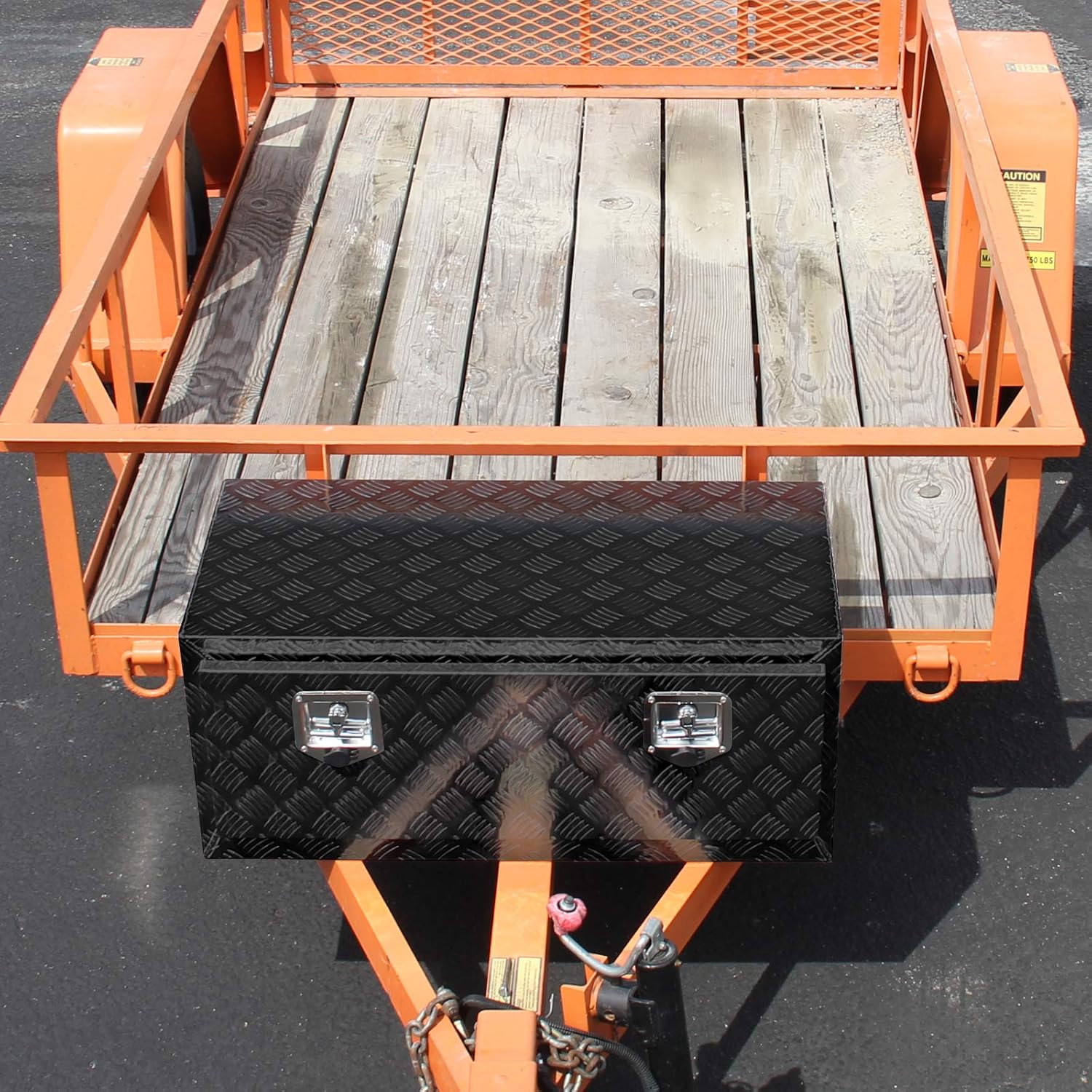 Carpartsinnovate For 29 Truck Pickup Black Aluminum Underbody Tongue Tool Box Trailer Storage+Lock