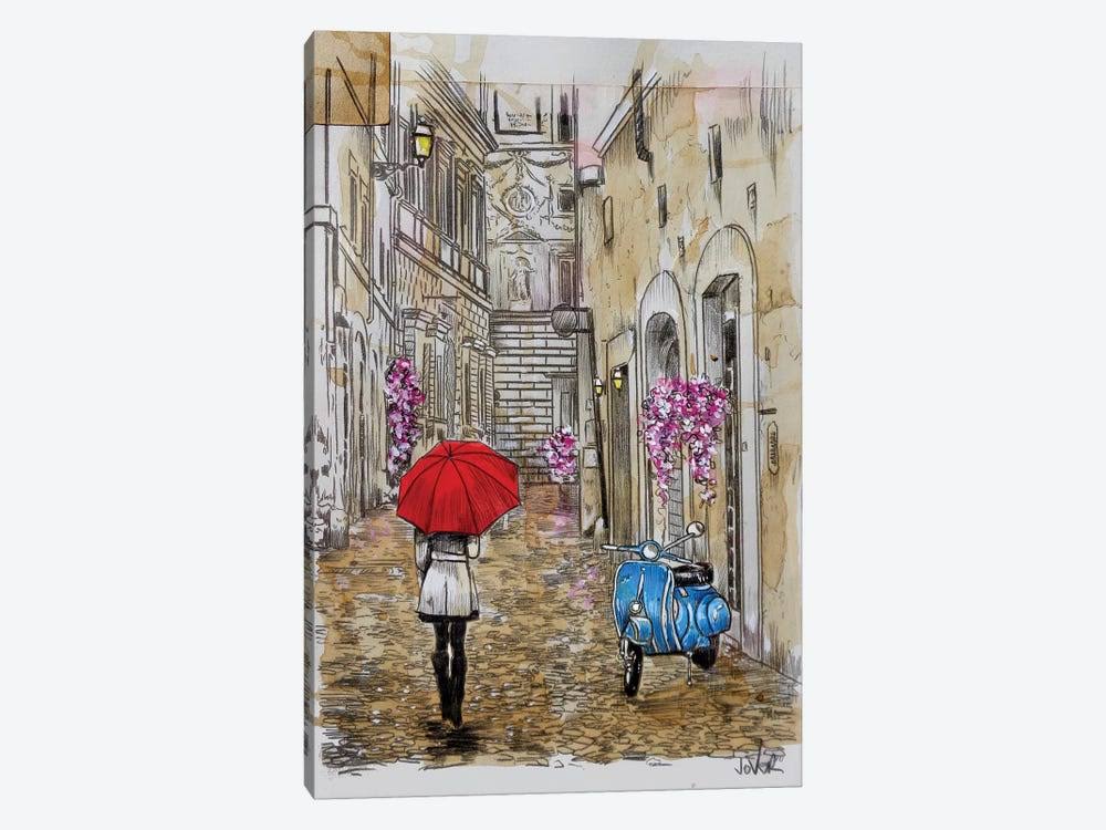 Loui Jover Paintings on Canvas Art - Little Blue Scooter Print ( transportation u003E by Land u003E Scooters art)