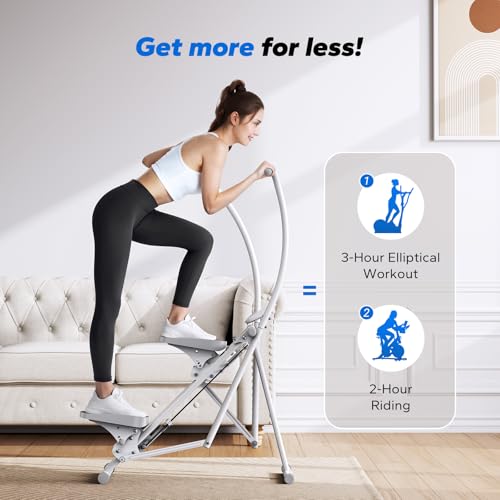MERACH Stair Stepper for Home Gym Exercise, New Version Vertical Climber Machine for Full-Body Workout, Compact Folding Cardio Exercise Climber with Extended Step Range, Adjustable Handlebar & Pedals