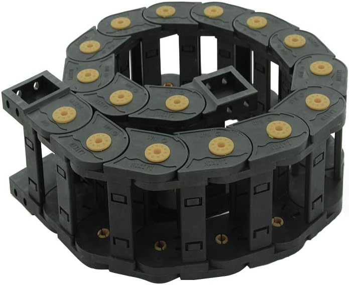 Fielect Drag Chain Cable Carrier Open Type with End Connectors R100 35X100mm 1 Meter Plastic for Electrical CNC Router Machines Black 1Pcs