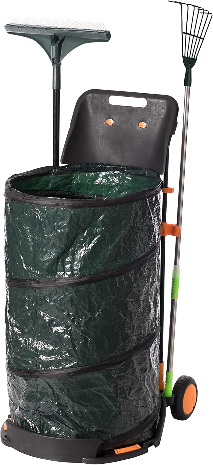 Gardenised All Purpose Garden Cart and Leaf Collector, Bonus Hand Leaf Rakes Included,Green