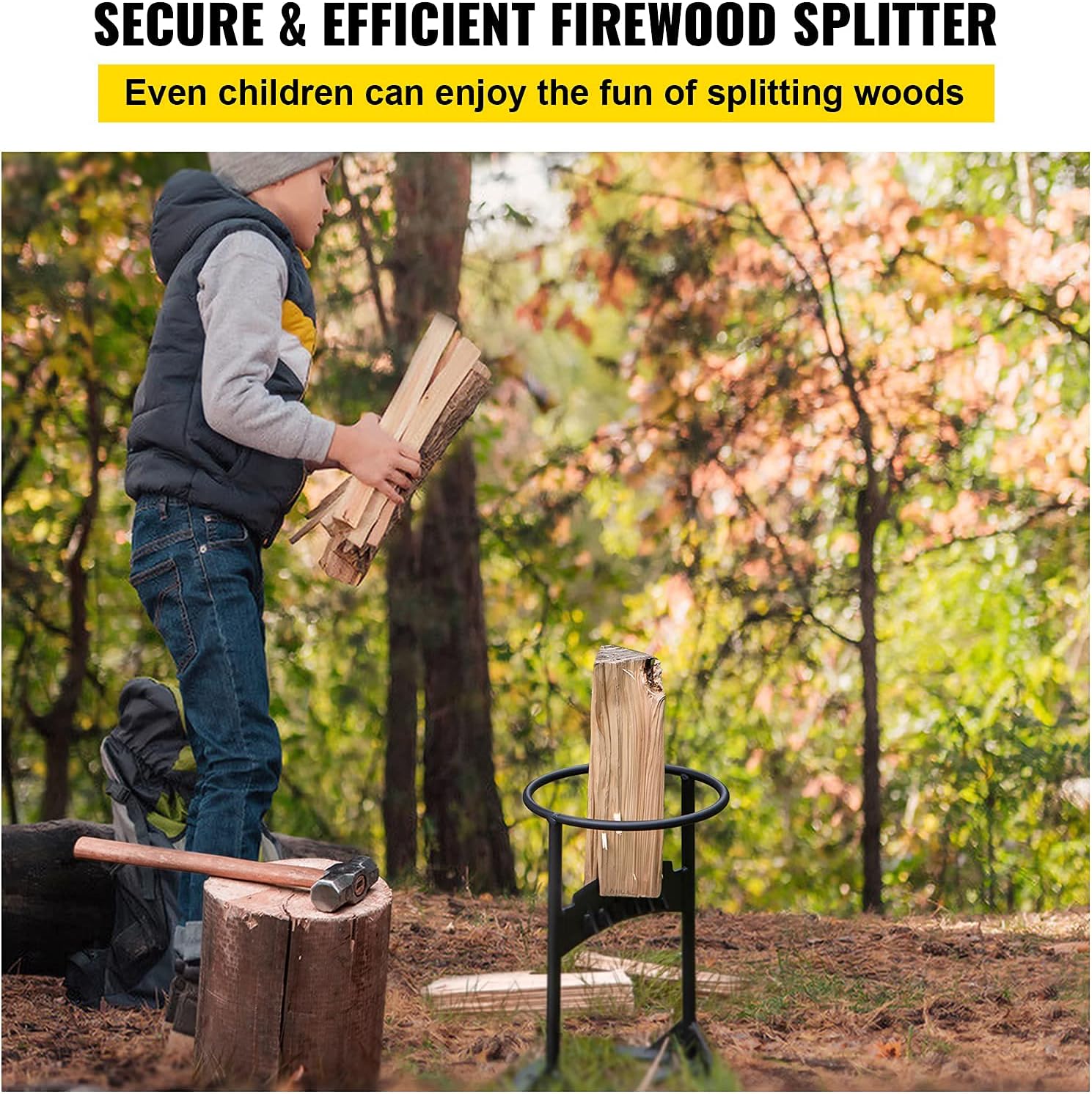 VEVOR Log Splitter 13 x 8.3, Wood Splitter for 6 Diameter Wood, Firewood Splitter 5 Lbs, Easy to Carry, Manual Log Splitter Made of Q235 Steel, with 4 Screws & Blade Cover, for Home, Campsite Pack of 2
