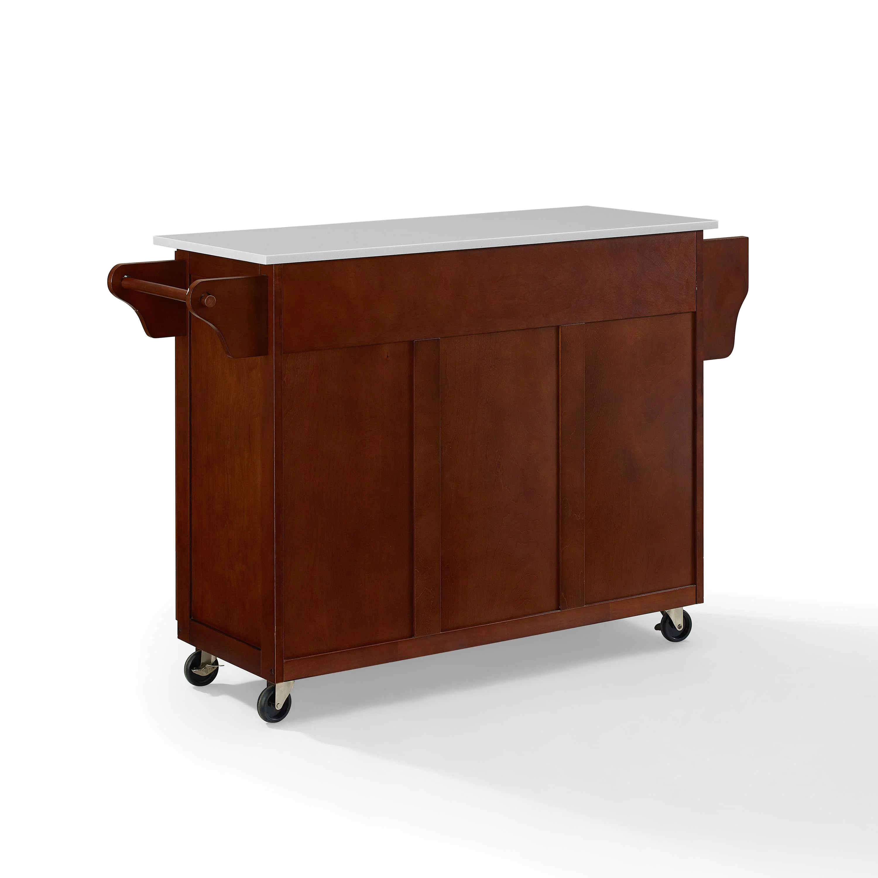 Crosley Eleanor White Granite Top Kitchen Cart in Mahogany