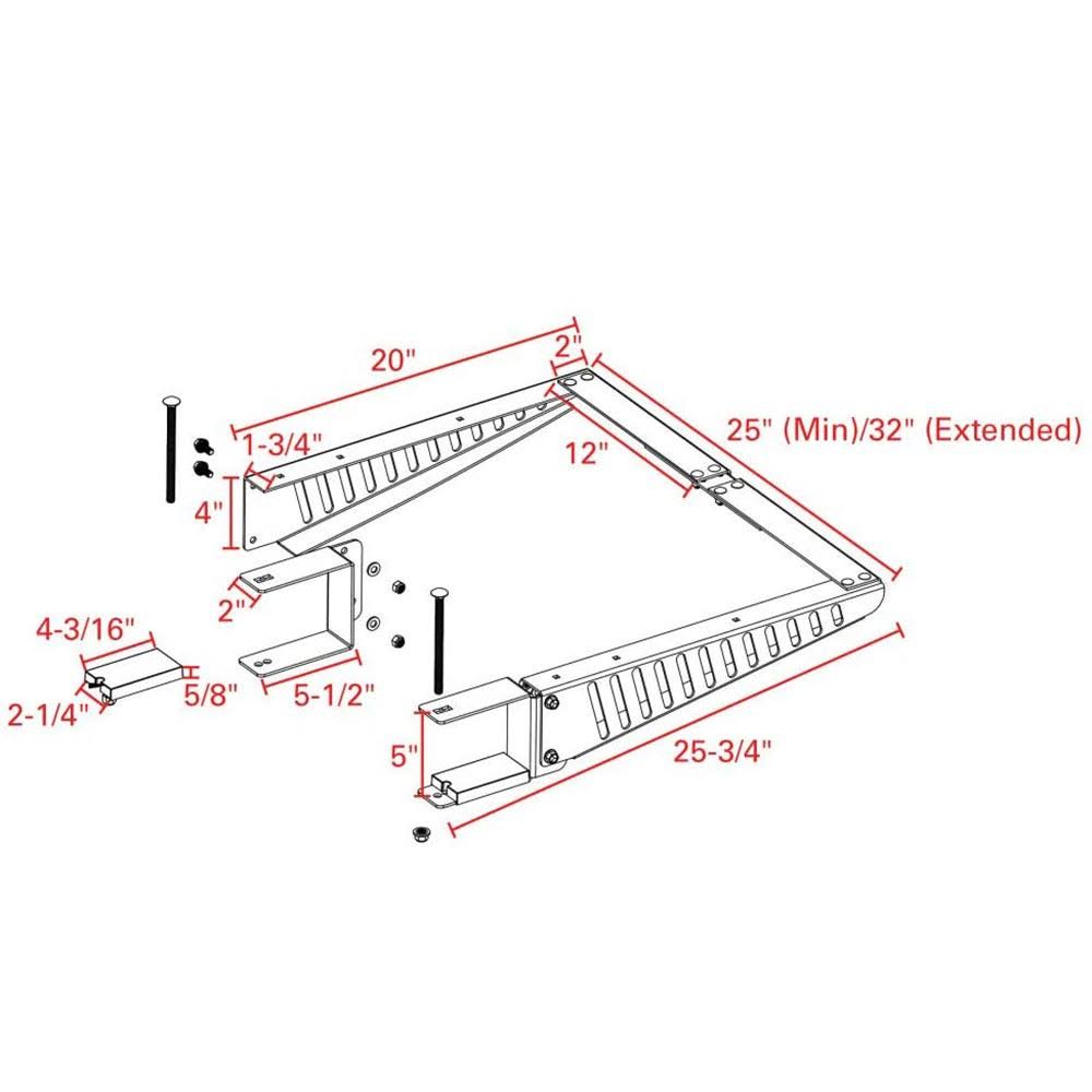 Quick Products Qp-bmcsa RV Bumper-Mounted Cargo Support Arms - Includes Optional Adjustable Brace