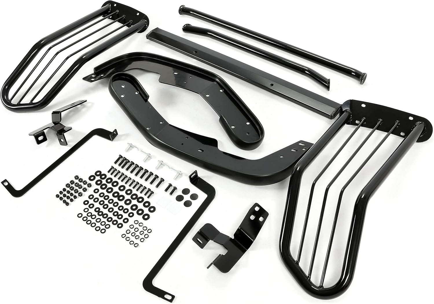 HECASA Front Bumper Grille Brush Guard Compatible with 2016-2021 Toyota Tacoma Powder Coated Exterior Accessories Black Steel
