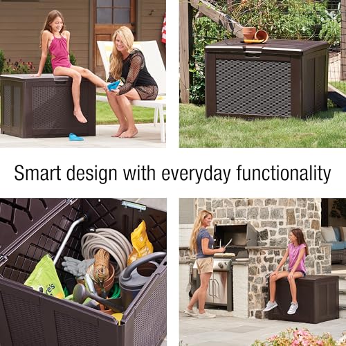 Rubbermaid Extra Large Resin Outdoor Storage Deck Box (134 Gal), Weather Resistant, Gray, Deck Organization for Home/Backyard/Pool Chemicals/Toys/Garden Tools/Porch/Patio Cushions