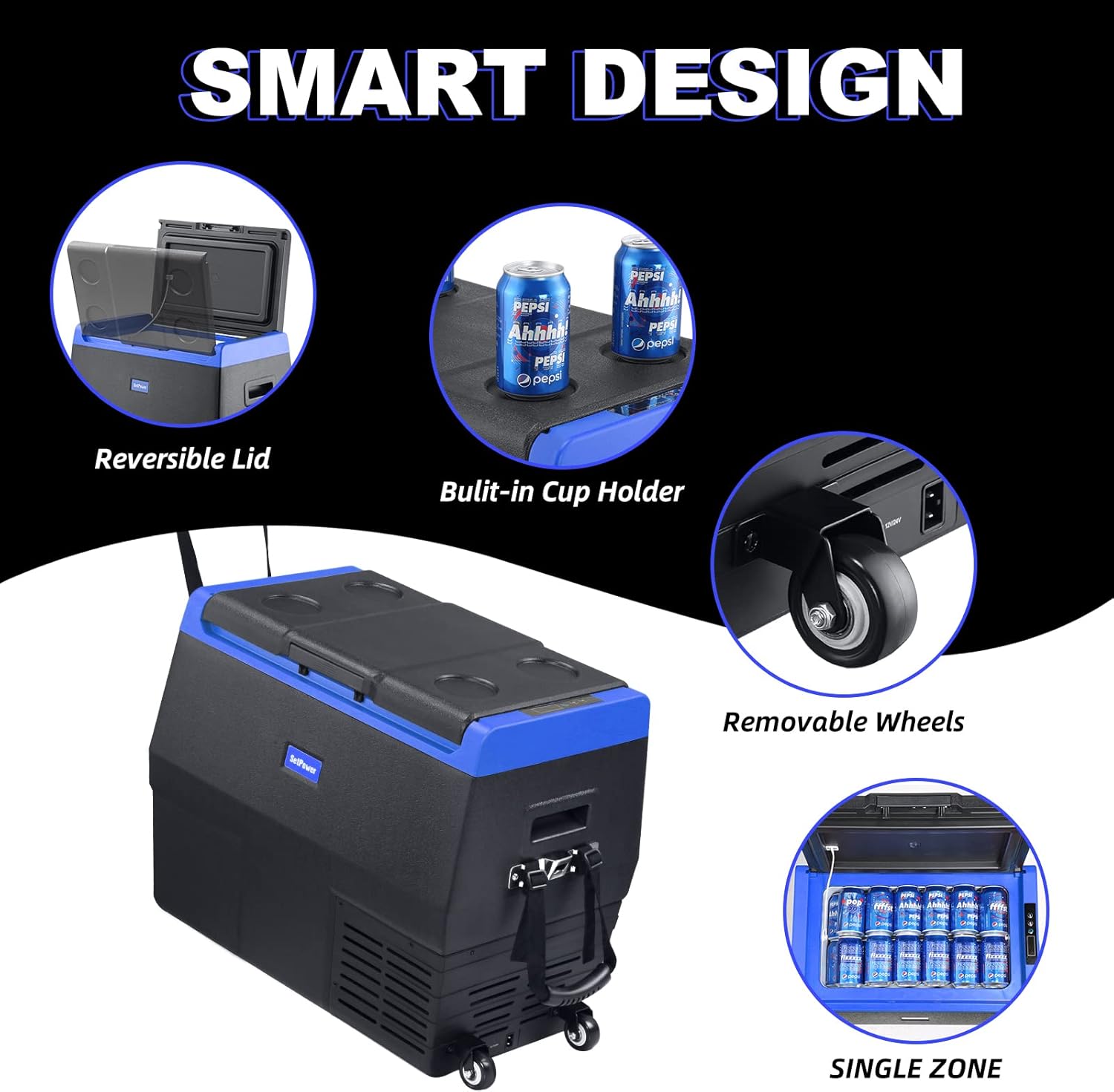 Portable Fridge Freezer, 12 Volt Refrigerator, -4℉-68℉, Electric Cooler with wheels for Car and Home, DC 12/24V, AC 110V, Car Refrigerator Compact Refrigerator for Travel, Camping, Road Trip, RV (TC35+AC adapter)