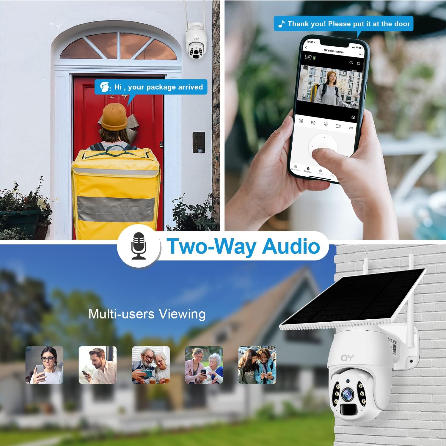 Solar Powered Security Camera, Rechargeable Battery Powered,3 MP Wireless Pan & Tilt 360° View with Motion Detection,2-Way Audio,HD Color Night Vision with Spotlight,IP67 Waterproof,Cloud/SD Storage