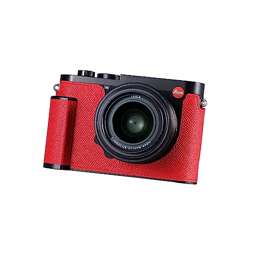 Camera Half Case for Leica Q3,SIUTATDSH Vintage Metal Genuine Leather Camera Protective Cases Stylish Portable Shockproof (BlackC)