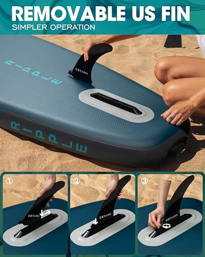 CETANA 11'6×35" Extra Wide Stand Up Paddle Board for Adults & Youth, 400lb Capacity Inflatable Paddle Board, Sup for 2+1 Person with Removable US Fin, 100L Backpack, Floating Paddle, Safety Leash