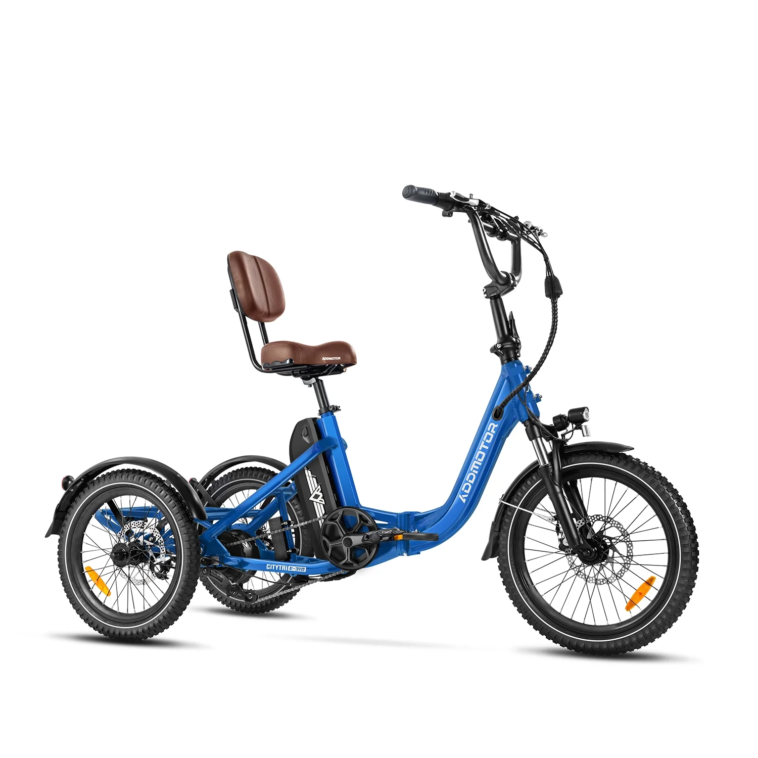 Addmotor Electric Trike, 750W (Peak 1400W) 90Miles Electric Tricycle for Adults, 48V 20Ah Folding 3 Wheel Electric Bikes with Parking Brake & Rear Speed Differential, E-310 Blue - Curated Treasures Market