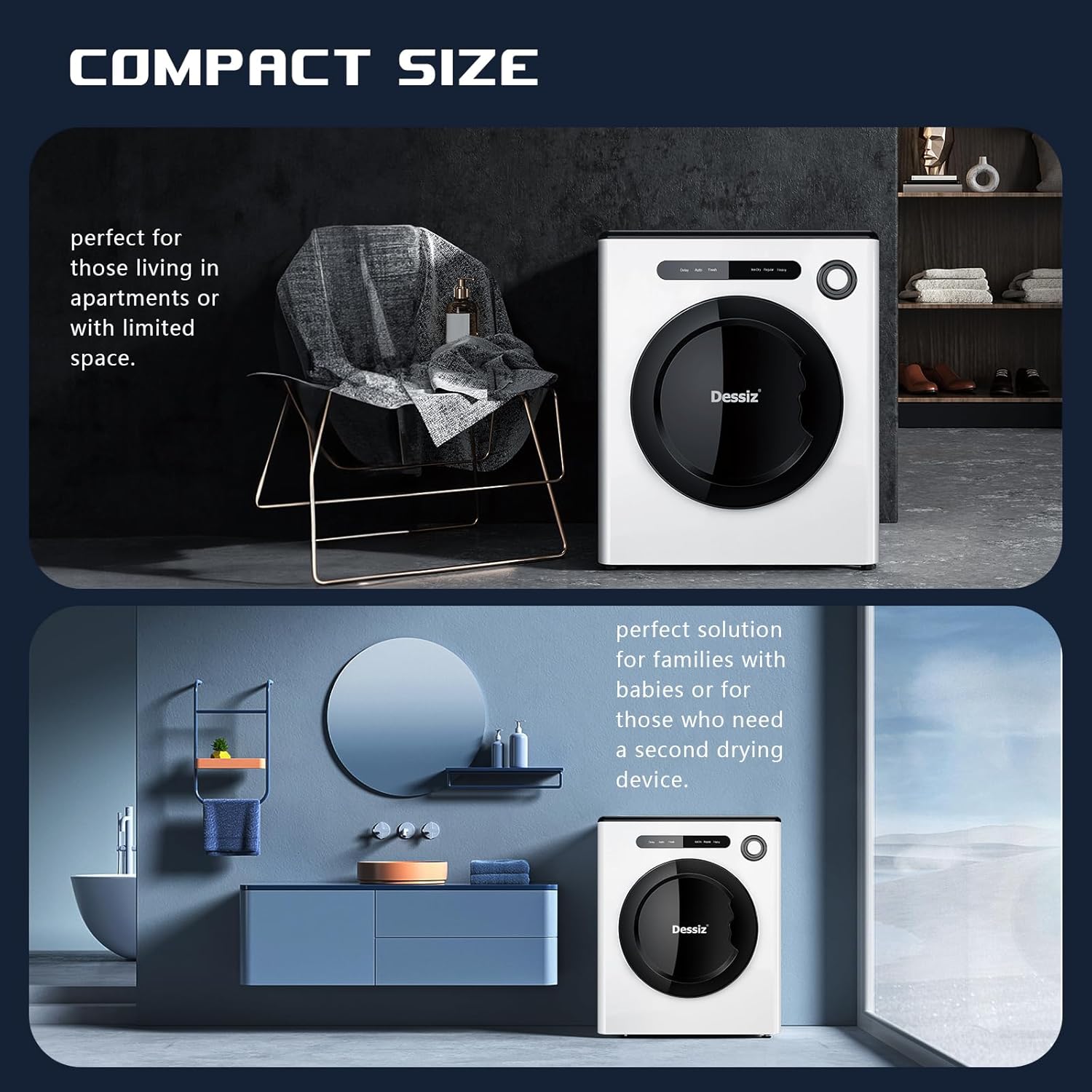11LBS Capacity Compact Laundry Dryer, 110V 970W Portable Clothes Dryer Machine for Small Spaces RVs and Apartments Quiet, Sturdy and Easy to Use, Supplemental Dryer for Laundry Machines Drying