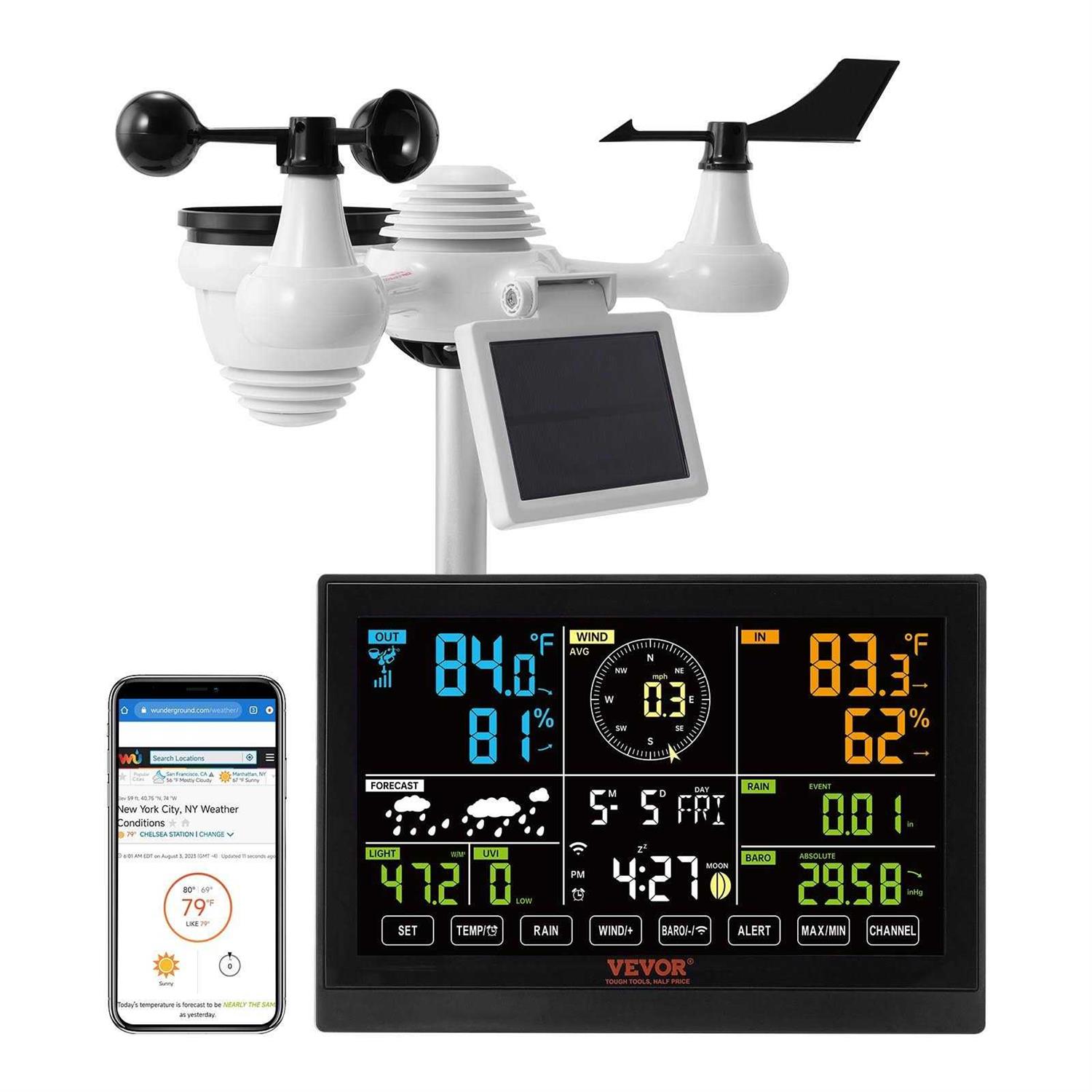 VEVOR 7-in-1 Wireless Weather Station 7.5 Display Home Weather Station Temperature - Shop Hardware Tools Online Store