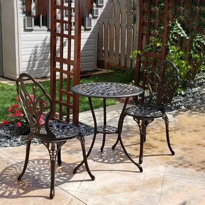 Priester 3 Piece Outdoor Rust-Resistant Cast Aluminum Bistro Set Lark Manor Color: Brown