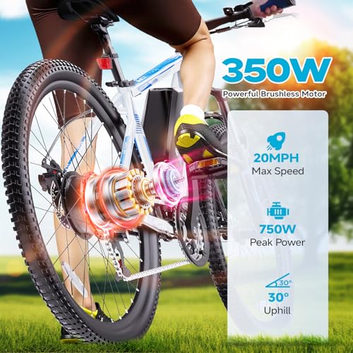 Electric Bike for Adults, 350W 26" Ebike for Teens 21 Speed 20Mph Up to 40Mile with Dual Disc Brake Commute E-Bike E-MTB for Men Women Electric Bicycles UL 2849 Tested