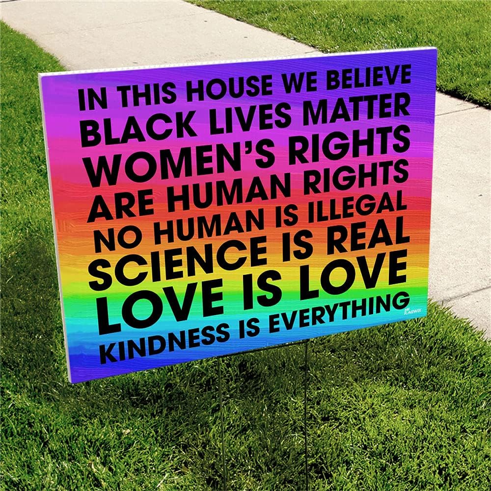 Yard Sign-in This House We Believe Yard Sign DDH1756YS, 1 piece-24x18 in Plastic Decoration Yard Signs Stake H Frame Pack of 2