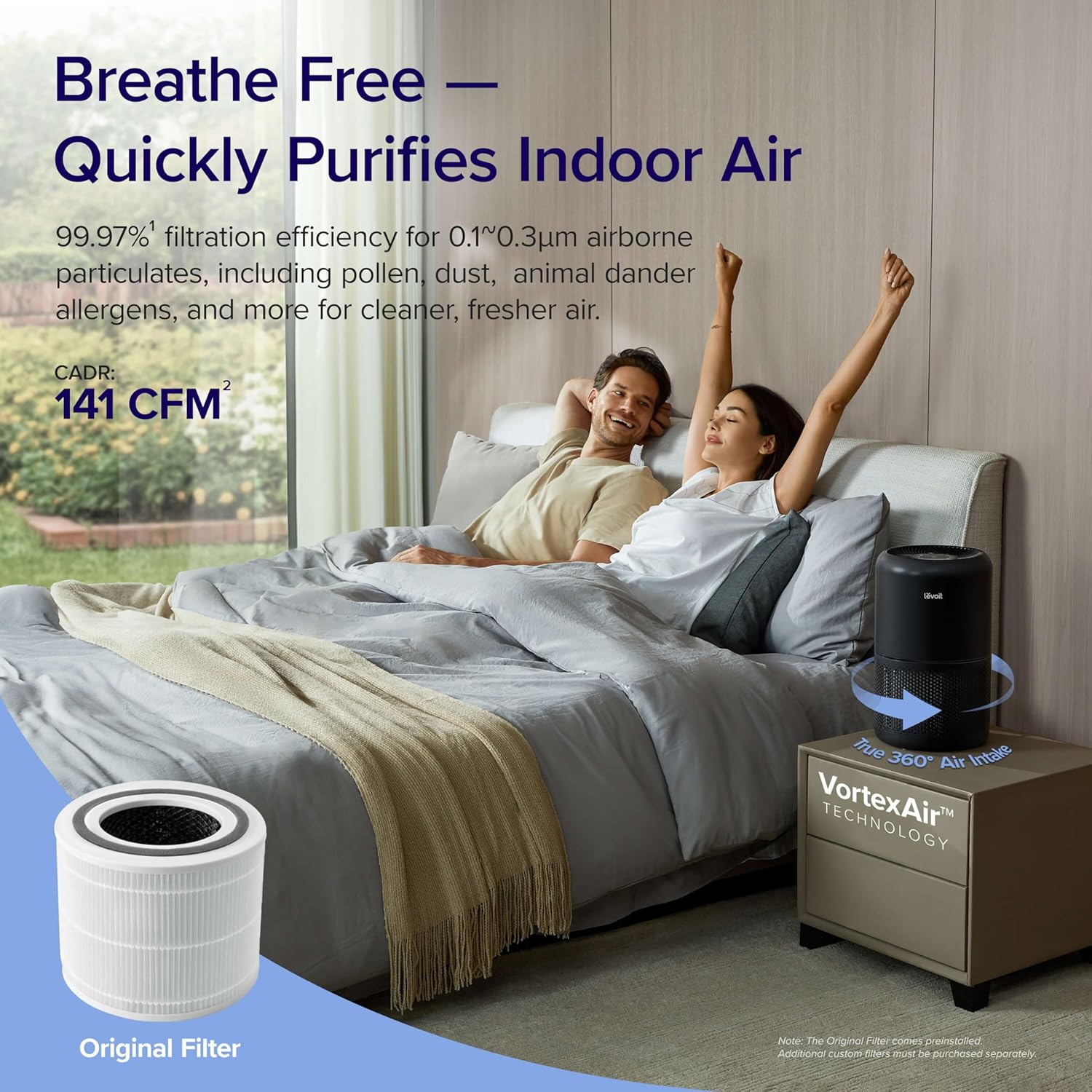 Levoit Air Purifier Core300-P & Smart Humidifier for Home Bedroom Allergies Pets