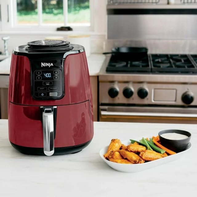 Ninja - AF100 Air Fryer Ceramic-Coated Nonstick Basket, Dehydrate & Reheats, for Quick, Easy Meals, 4 Quart Capacity, & High Gloss Finish