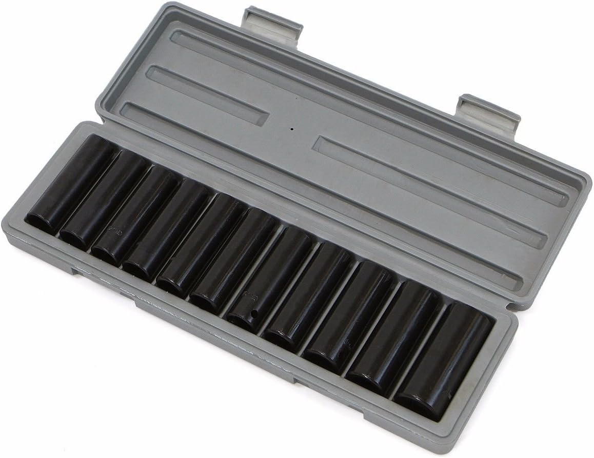 Stark 1/2-Inch Drive Deep Socket Set Metric & SAE Cr-V 6-Point 10mm - 24mm, 3/8" - 1" with Carrying Case, (24-Socket Set)
