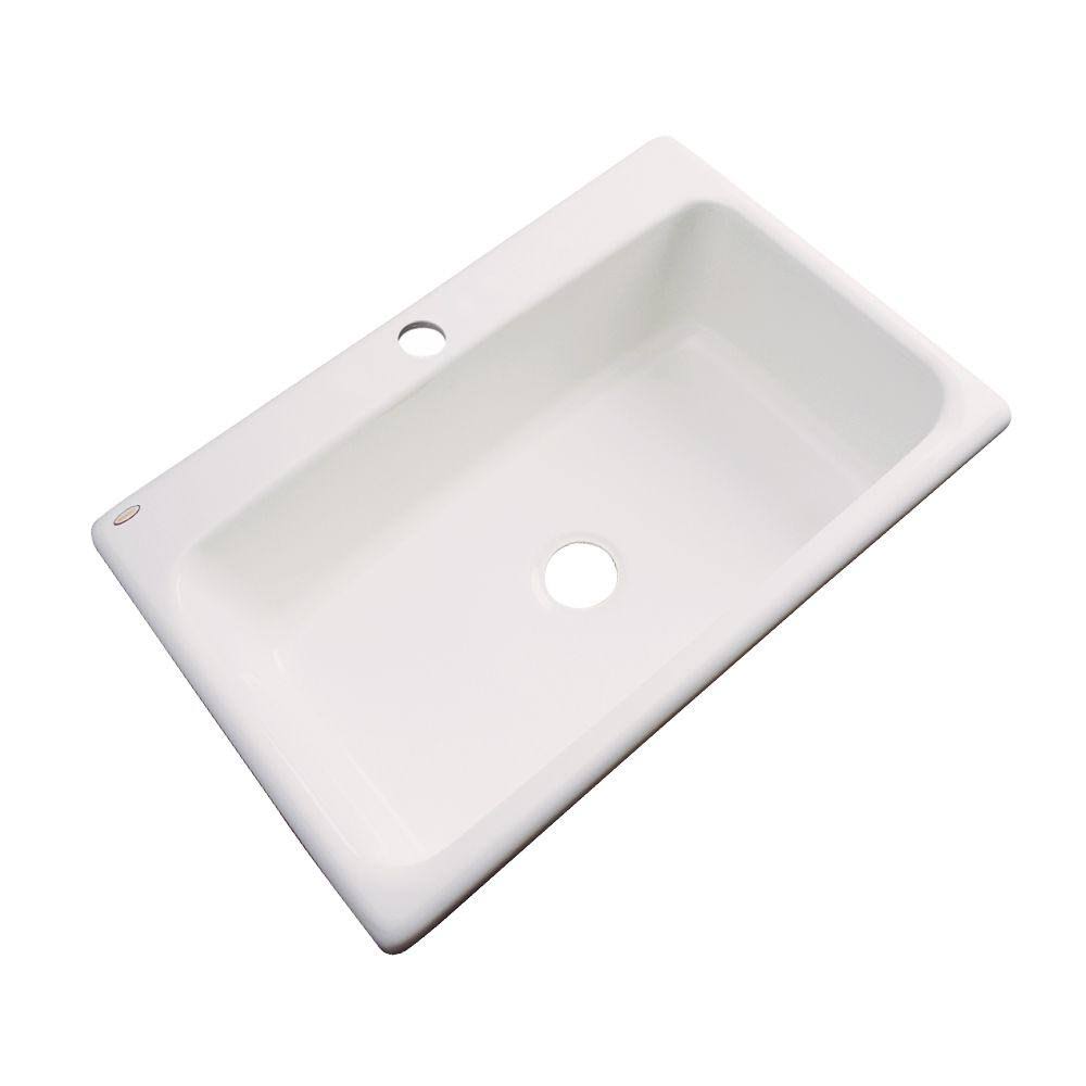 Thermocast Manhattan Drop-in Acrylic 33 in. 1-Hole Single Bowl Kitchen Sink in Almond, Brown 48102