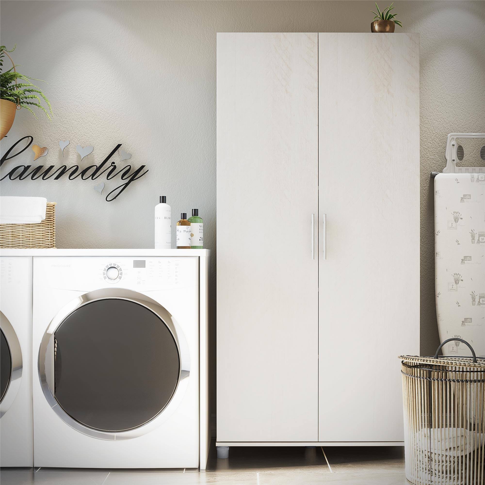 SystemBuild Tamara 36 inch Utility Storage Cabinet - Ivory Oak DO97214