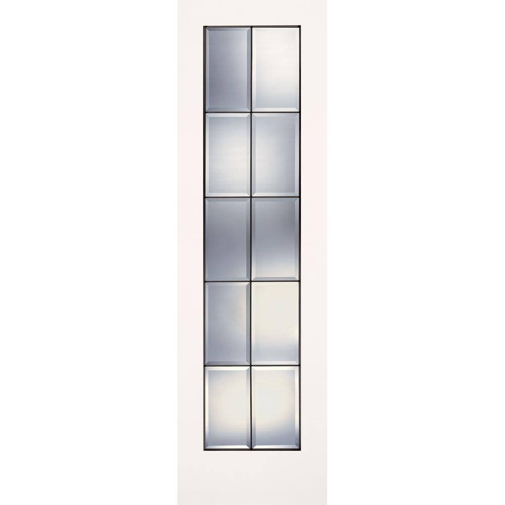 Feather River Doors 24 in. x 80 in. 10 Lite Clear Bevel Brass Smooth Primed MDF Interior Door Slab, Primed MDF- Ready to Paint