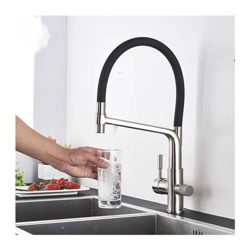 Kitchen Filter Faucet Pull Down Kitchen Faucet Dual Spout Filter Faucet Mixer 360 Degree Rotation Water Purification Feature Tap,Faucet for Kitchen