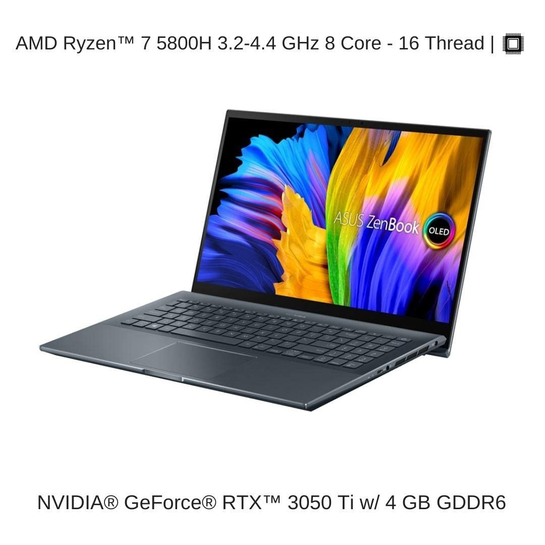 HIDevolution ASUS ZenBook Pro UM535QE 15.6" FHD OLED Touch, 3.2 GHz Ryzen 7 5800H, RTX 3050 Ti, 16 GB RAM, 8 TB PCIe SSD