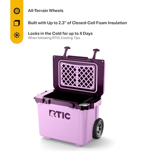 RTIC 22 QT Ultra-Light Wheeled Cooler with Handle, Hard Insulated Portable Ice Chest Box for Beach, Drink, Beverage, Camping, Picnic, Fishing, Boat, Barbecue