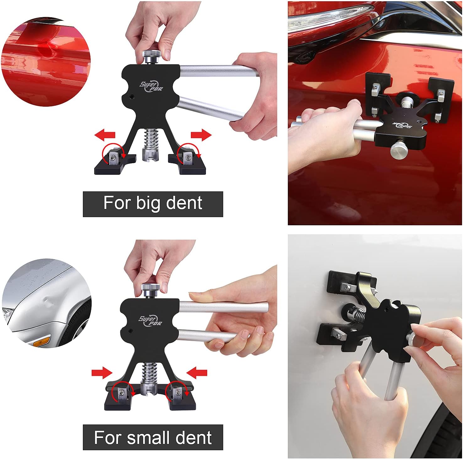 Dent Puller PDR Tools Car Paintless Dent Repair Tool Kit Auto Body Dent Removal kit Comes with All The Tools You Need to Begin Your PDR Works Dent Remover Tools with Adjustable Width Pack of 2
