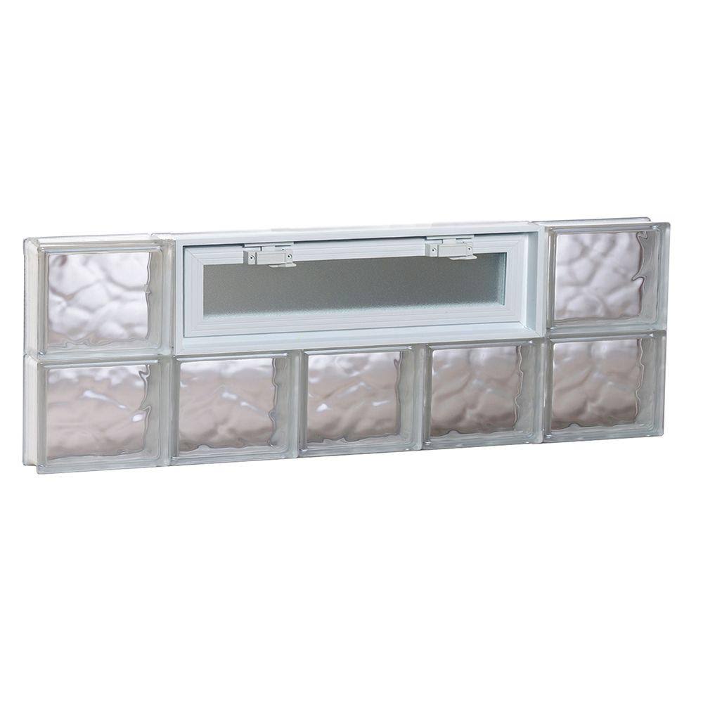 Clearly Secure 38.75 in. x 11.5 in. x 3.125 in. Frameless Wave Pattern Vented Glass Block Window 4012VDC