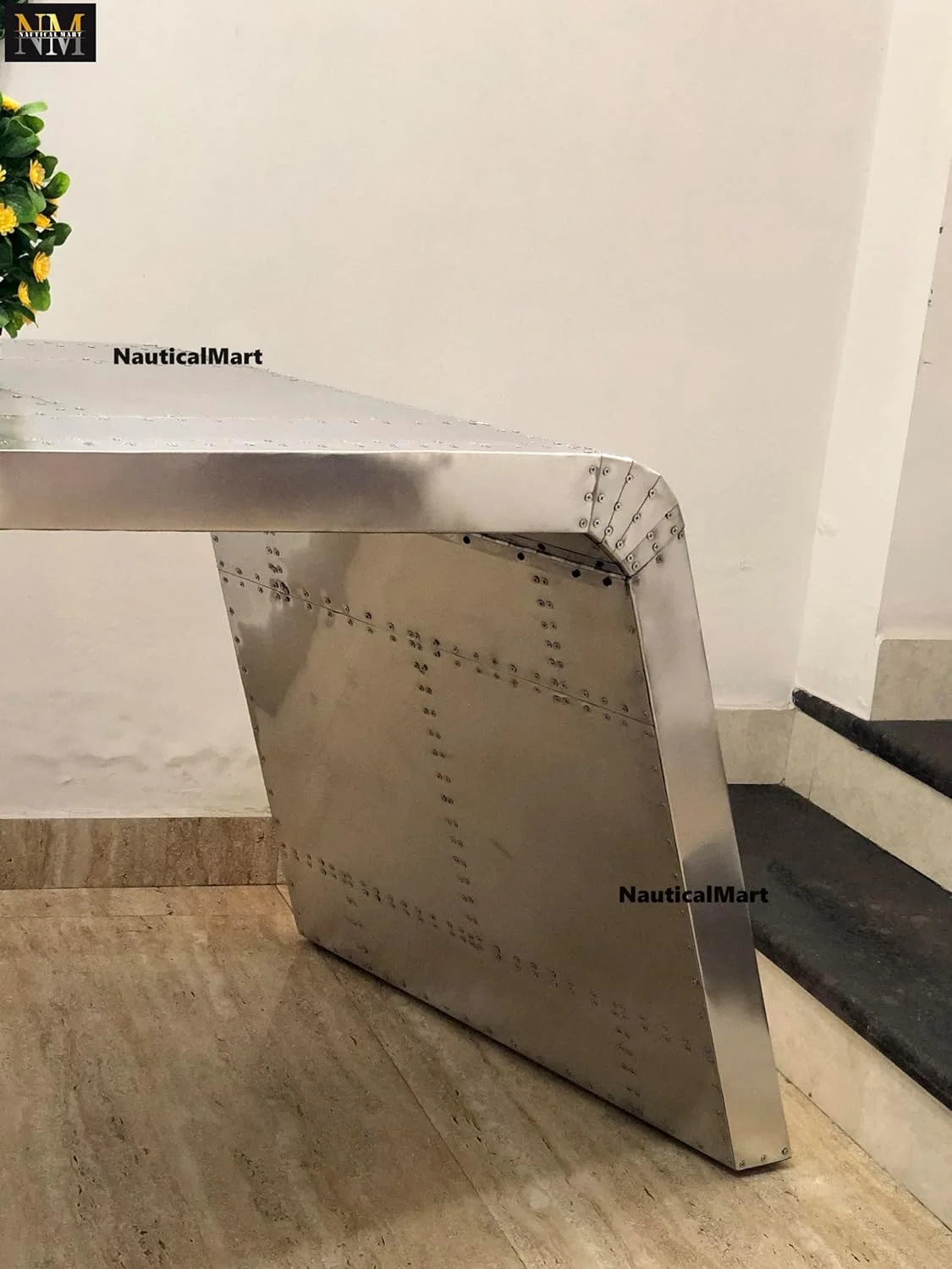 NauticalMart Aviator Wing Desk Aluminium Table Aviator Home Office Furniture (Left, 70 Inches)